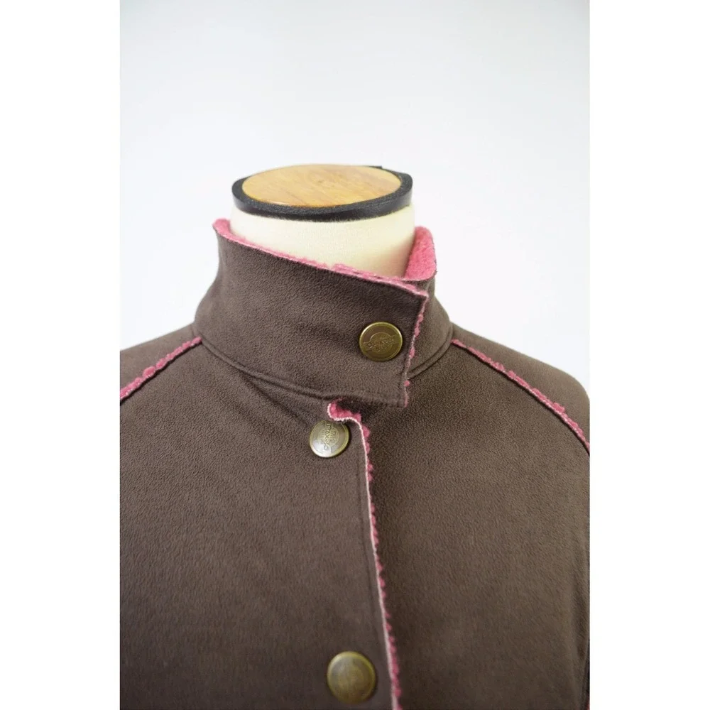 OSHKOSH B'GOSH Girls 7 Jacket Retro Vintage Pink Sherpa Fleece Microfiber Brown
